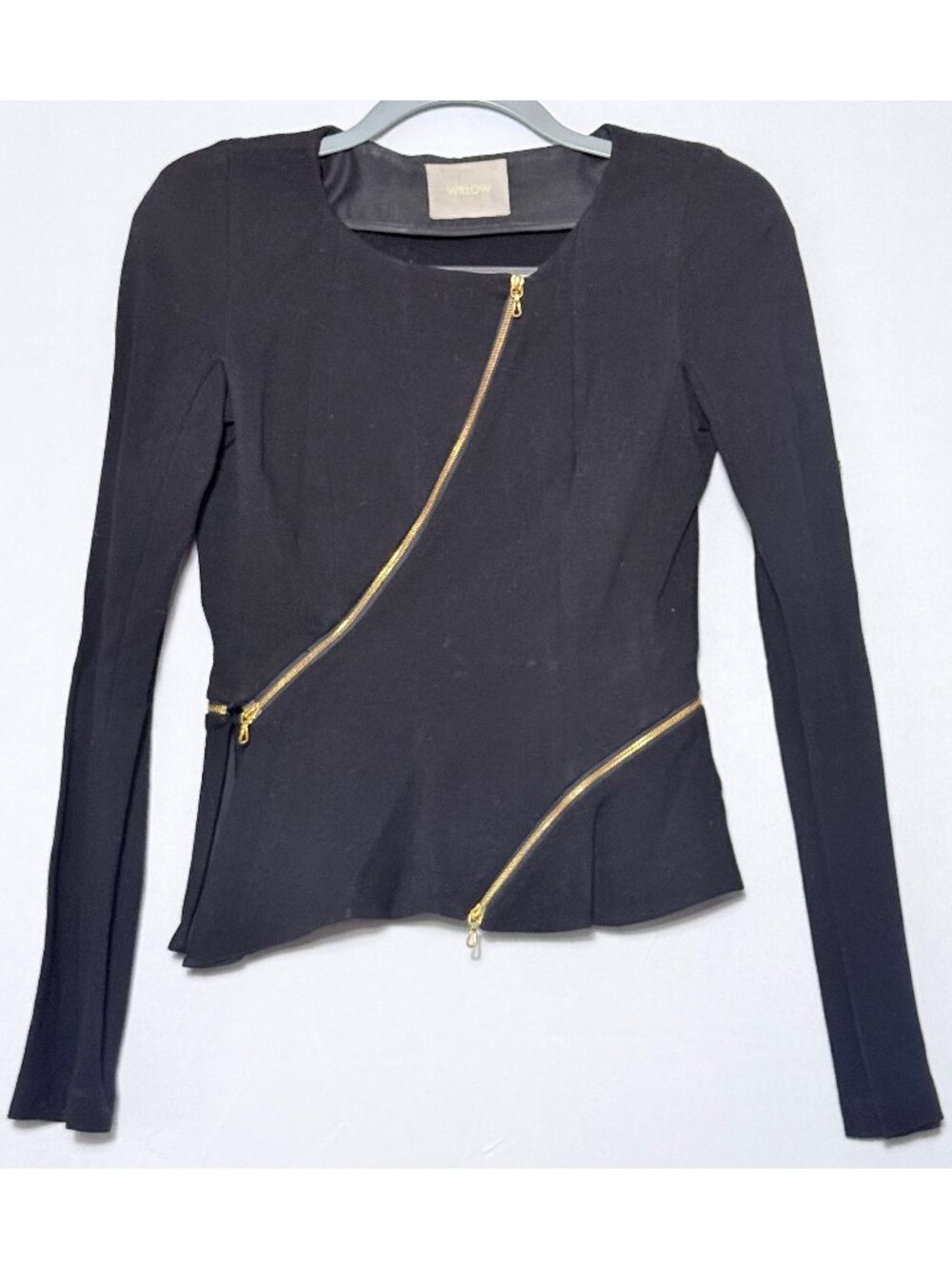 Vintage Willow Asymmetrical Zipper Peplum Jacket